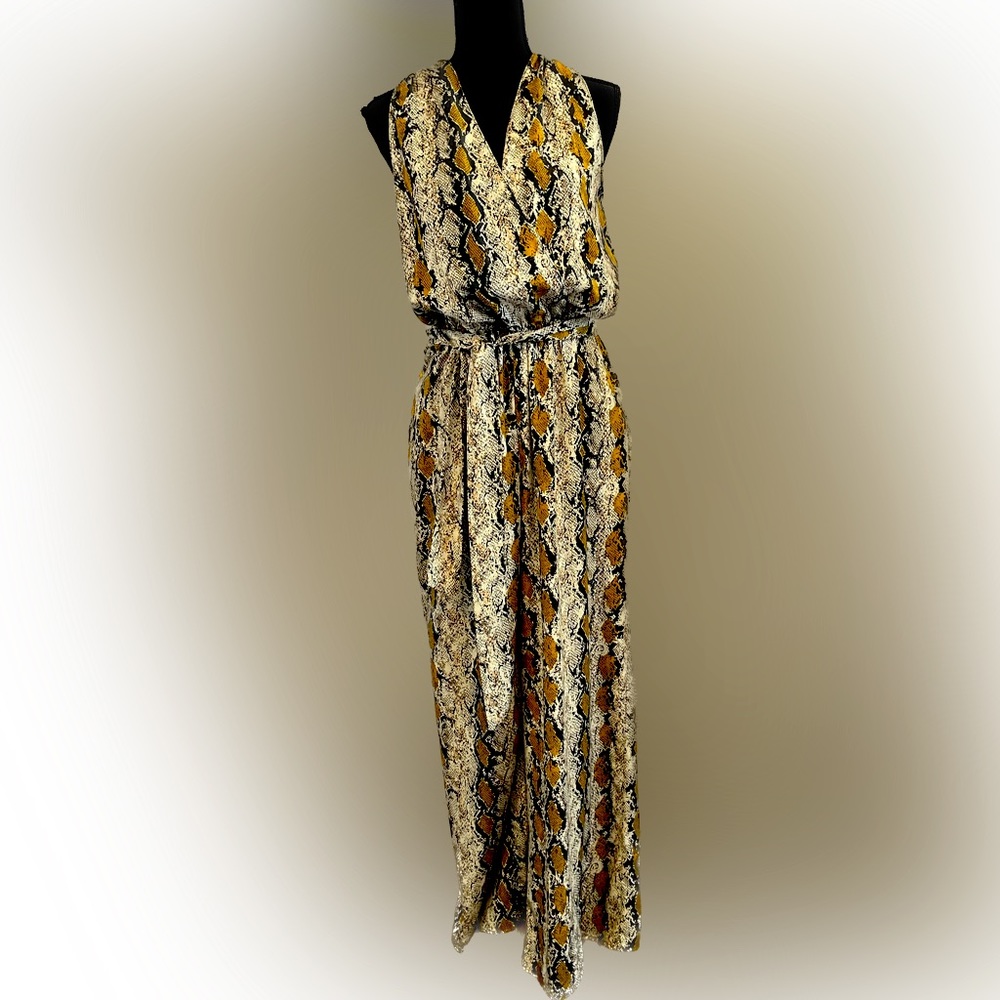 Peyton Jenson Jumpsuit (Anthropologie) Grey Snakeskin Print. Size Small